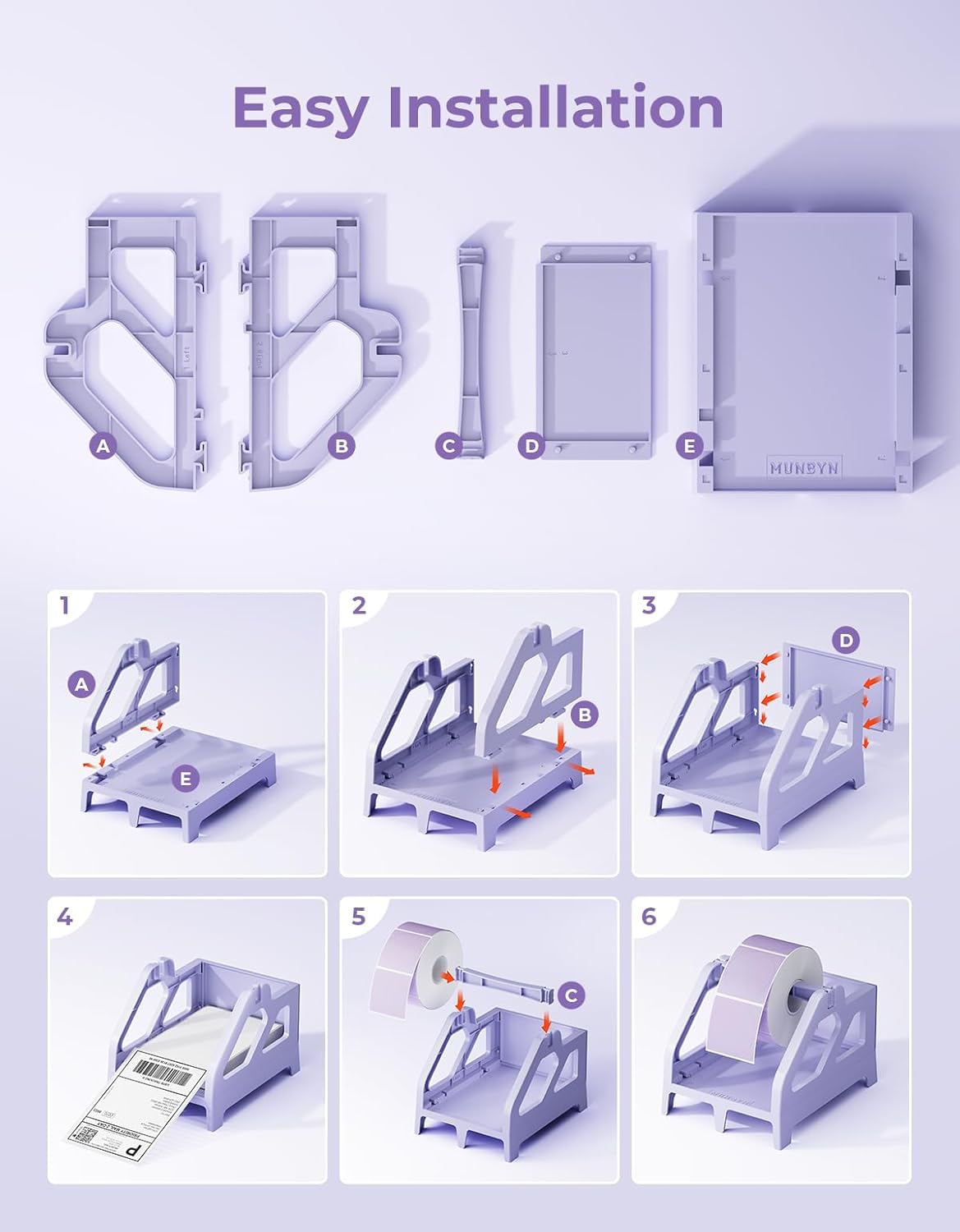 ILH01 Label Holder Purple+2" Purple Circle Thermal Labels 750 Labels/Roll