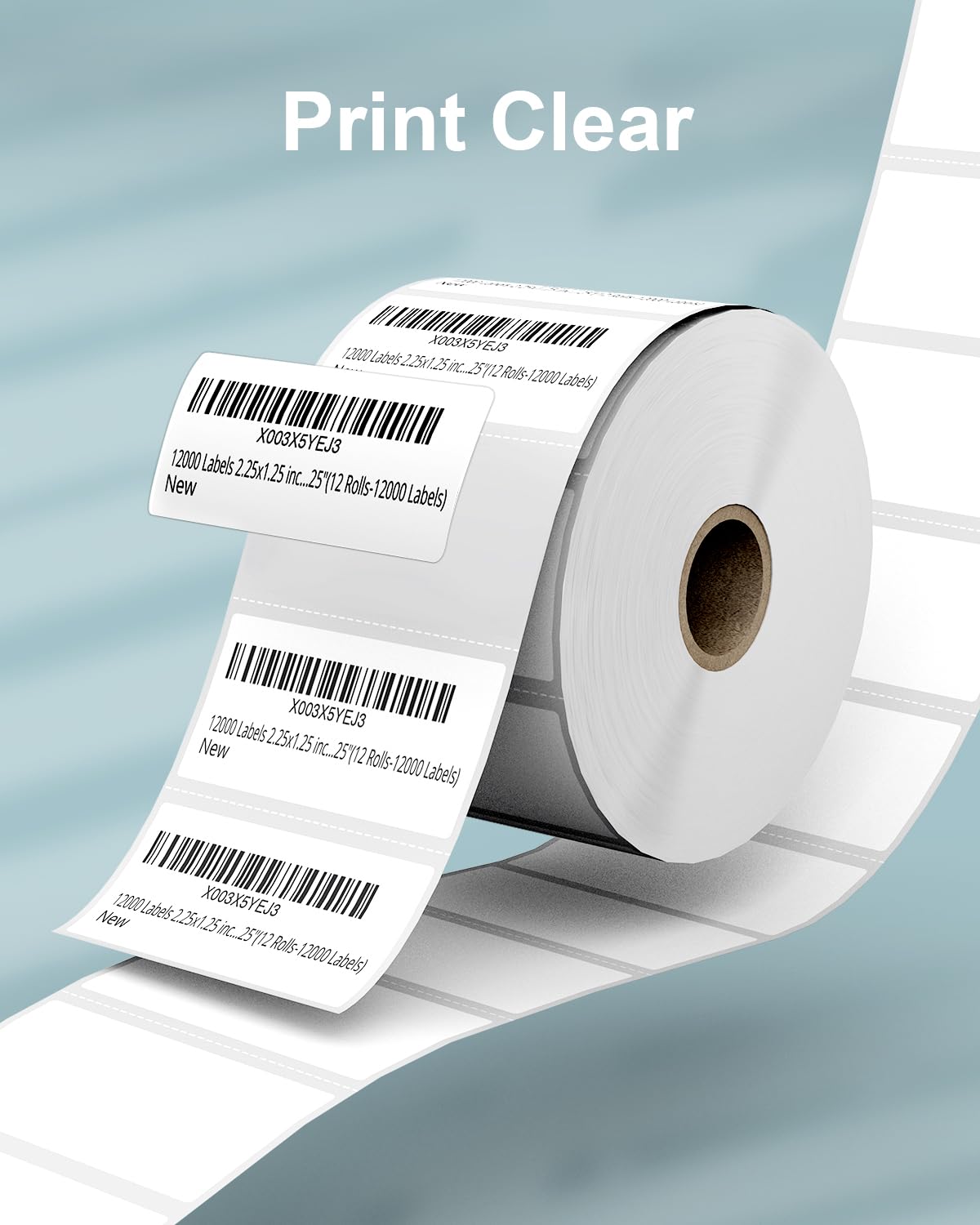 2.25" x 1.25" 3-Proof White Direct Thermal Labels for Zebra ZD410 ZD411 LP2824 ZD421 ZD420 GK420D, 12 Rolls 12000 Pcs 2-1/4x1-1/4 Barcode Return Address Labels Used with Rollo MUNBYN 2.25"x1.25"-12000 Labels