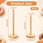 4 Pcs Wooden Donut Stand Set, 7.8 & 6 Inch Donut Holder with Round Base