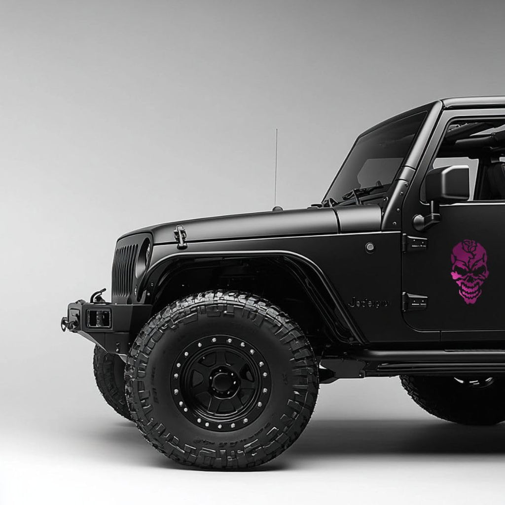 customTAYLOR33 High Intensity Reflective Skull Rose Decal (Premium Quality) / Multiple Colors/Vehicle & Helmet Compatible/Nighttime Visibility (Special Edition Purple, 4 inch X 2.5 inch) Special Edition Purple