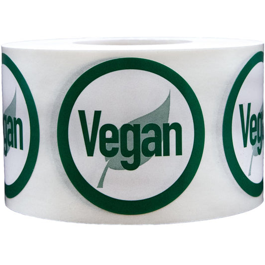 Vegan Food Rotation Labels 1.5 Inch Round Circle Dots 500 Adhesive Stickers
