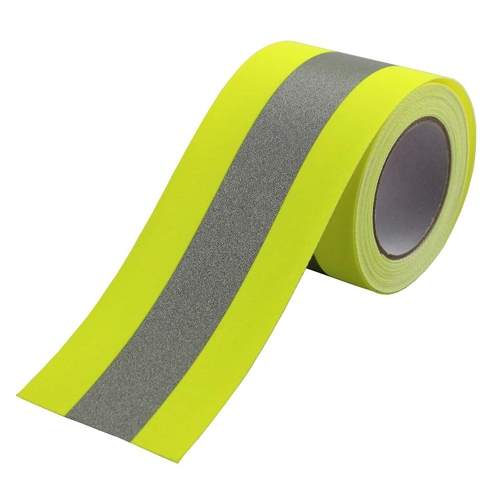 JINBING 2" x 10' High Visibility Fluorescent Yellow Reflective Flame Fire Retardant FR Fabric Tape Sew On
