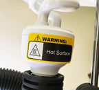 Warning hot surface labels, 1 x 2 inch adhesive stickers for shipping and handling, featuring clear hot surface warning text.