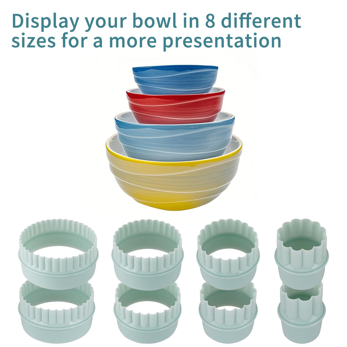 Plus tard 16-Piece Pyrex Bowl Stacker Rings, 2 Display Sets
