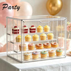 Mini Greenhouse Clear Pastry Display Case, 14.2" L x 8.7" W x10.7 H 3‑Tier Countertop Bakery Display Cabinet with Flip , Clear Dessert Holder for Bread, Pastries, Coffee Pods, Kitchen Supplies 14.2" L x 8.7" W x 10.7 " H 1
