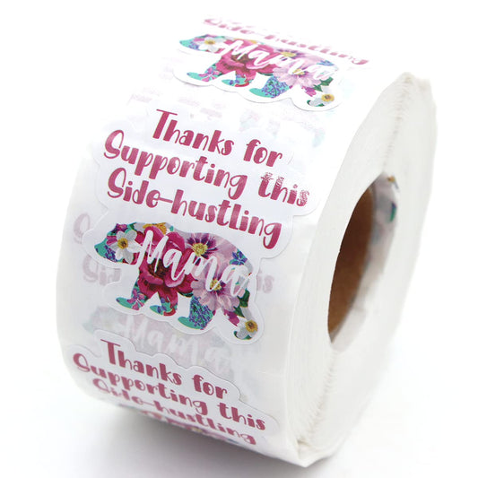 Littlefa 1.5” Thanks for Supporting This Side Husting Mama Stickers,Thank You Sticker,Bakeries Stickers,Small Business Sticker,Gift Bags Packaging 500 PCS