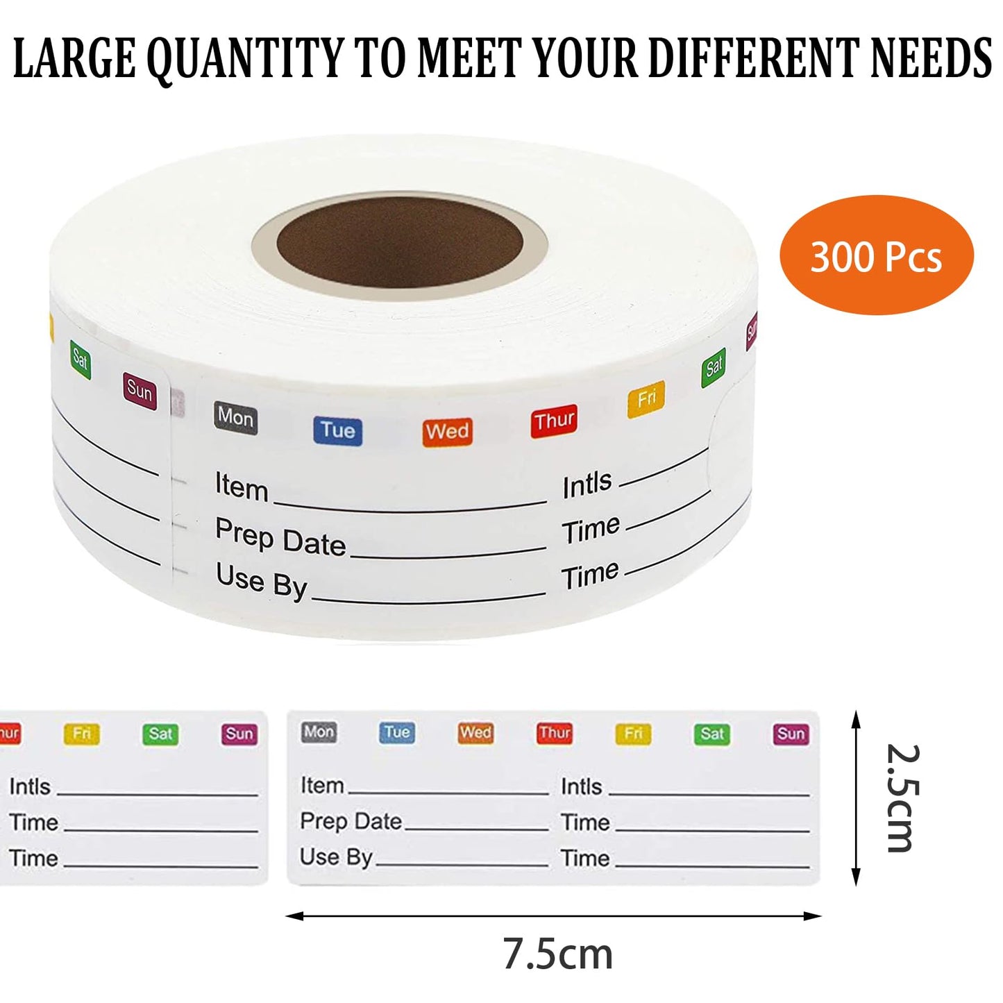 Removable Freezer Labels, 300 Pcs Food Storage Labels, Waterproof Oil Resistant Easy Clean Writable Date Stickers for Containers, Mason Jar, Bottle (300 pcs/roll)