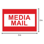 Media Mail Stickers, 2 x 3 inch Rectangle, Red/White, 300 Labels Media Mail