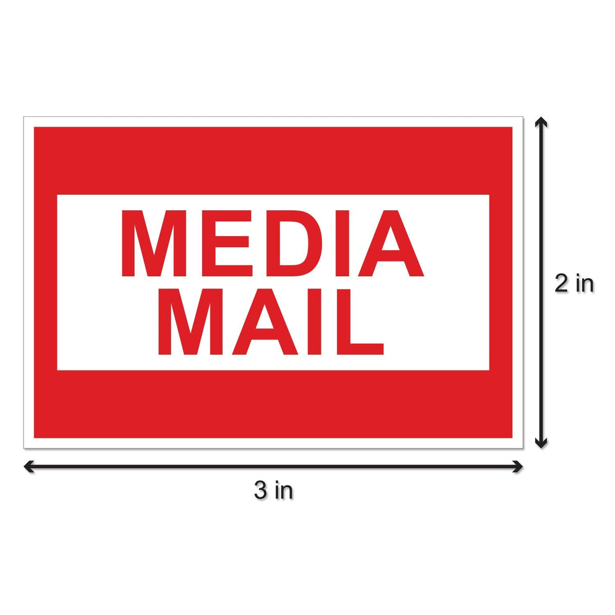 Media Mail Stickers, 2 x 3 inch Rectangle, Red/White, 300 Labels Media Mail