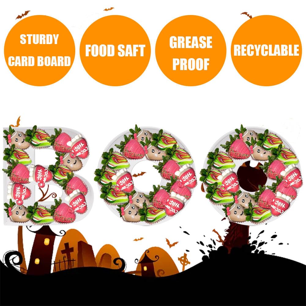 Cardboard Letter Fillable Charcuterie Board Candy Food Tray, 12.2 inch, Party Event Decoration (Boo Shape)