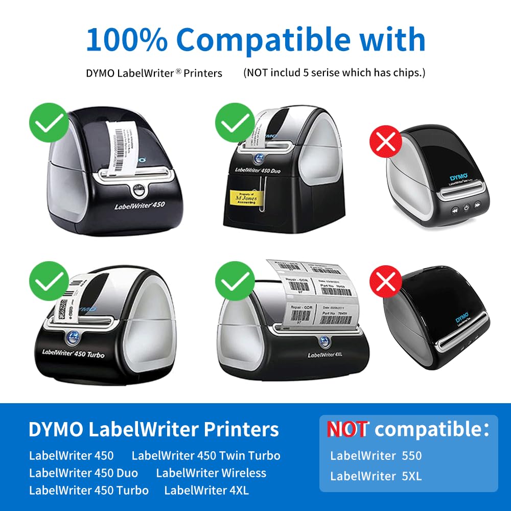 Compatible with DYMO LW 30336 Barcode Label Maker Refill 1" x 2-1/8" White 1" x 2-1/8" 4