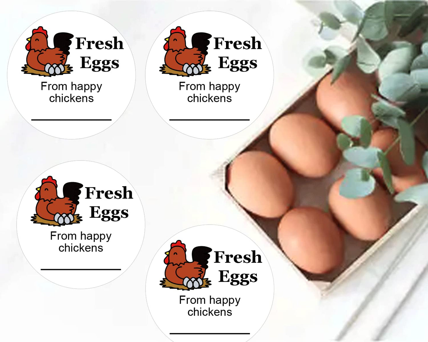 Farm Fresh Eggs Stickers 2 Inch Fresh Egg Carton Stickers from Happy Chickens Labels - Farm Chicken Eggs Stickers 500 Pcs Egg Carton Label Stickers for Egg Carton Labeling Medium 1.5INCH