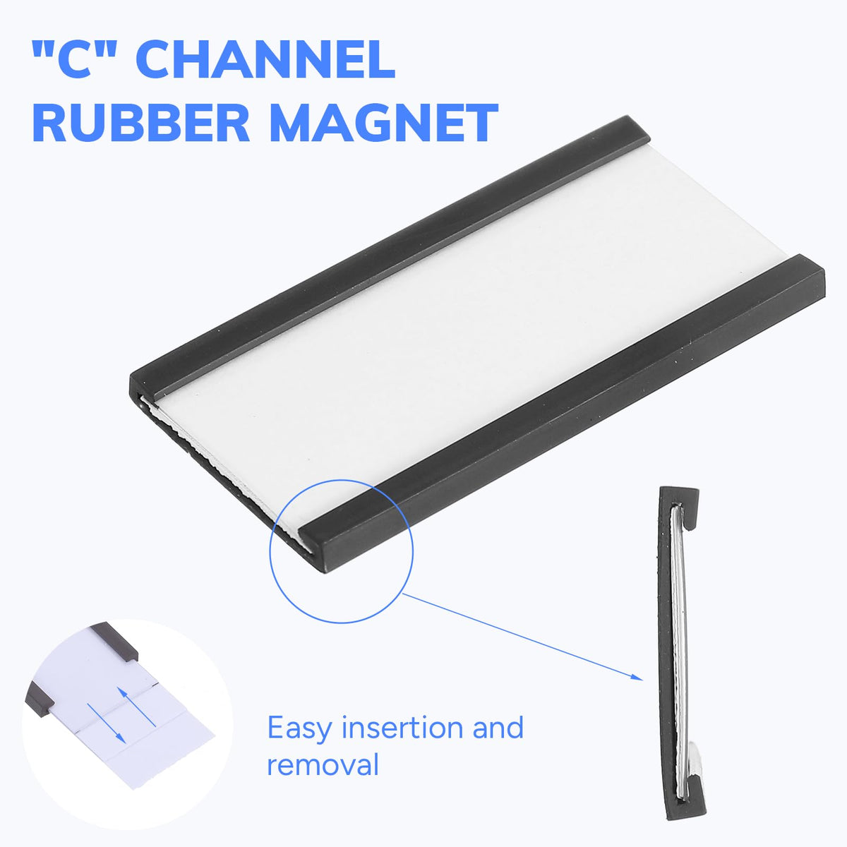 100 Pack Magnetic C Channel Label Holders for Metal Shelves