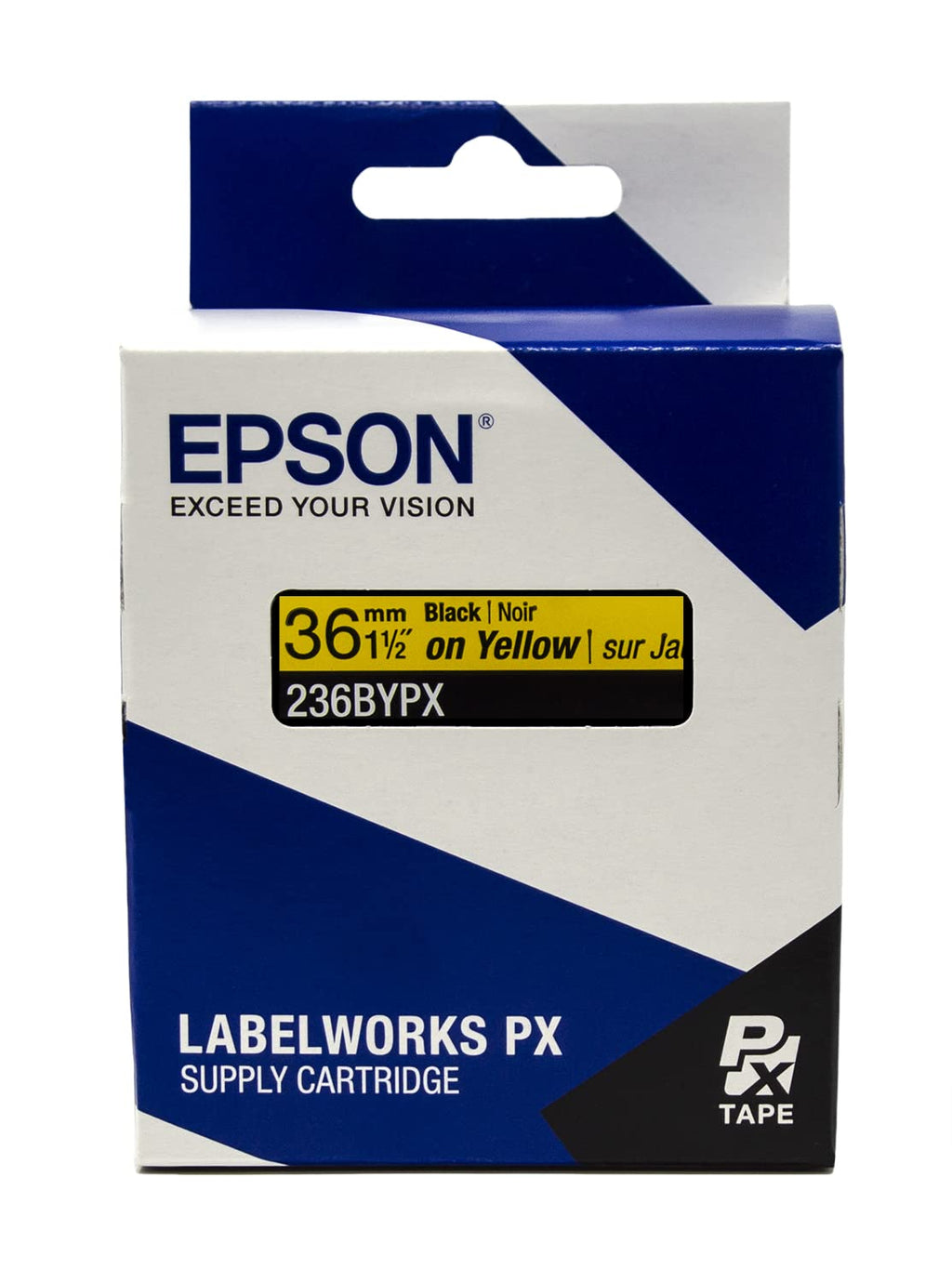 Epson LABELWORKS 236BYPX Label Tape - Black on Yellow - 1.5" (36mm), 30ft 36mm