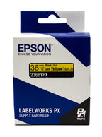 Epson LABELWORKS 236BYPX Label Tape - Black on Yellow - 1.5" (36mm), 30ft 36mm