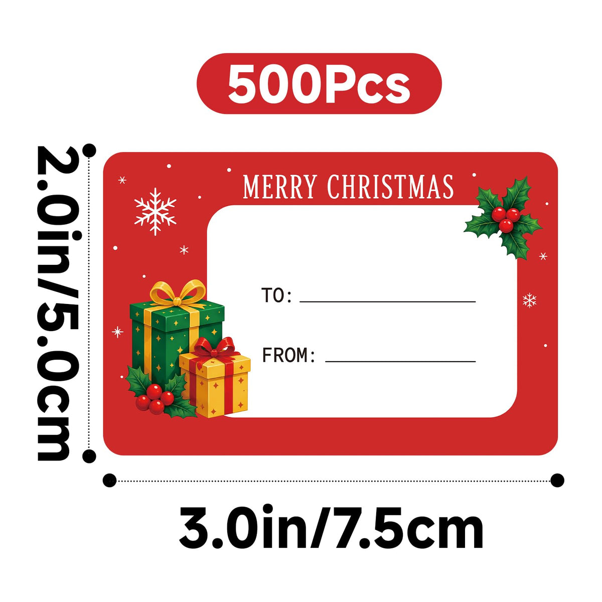 200Pcs Green Name Tag Stickers+500Pcs Christmas Name Tag Stickers