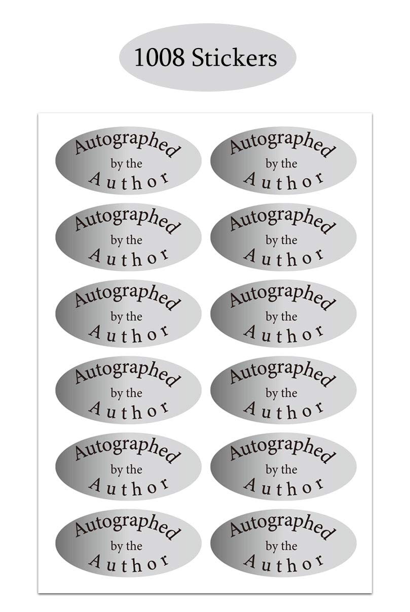 Silver Foil Autographed Label Stickers 1 x 2 Inch Oval Autographed by The Author Stickers Laminated Author Stickers-1008 Labels/Pack