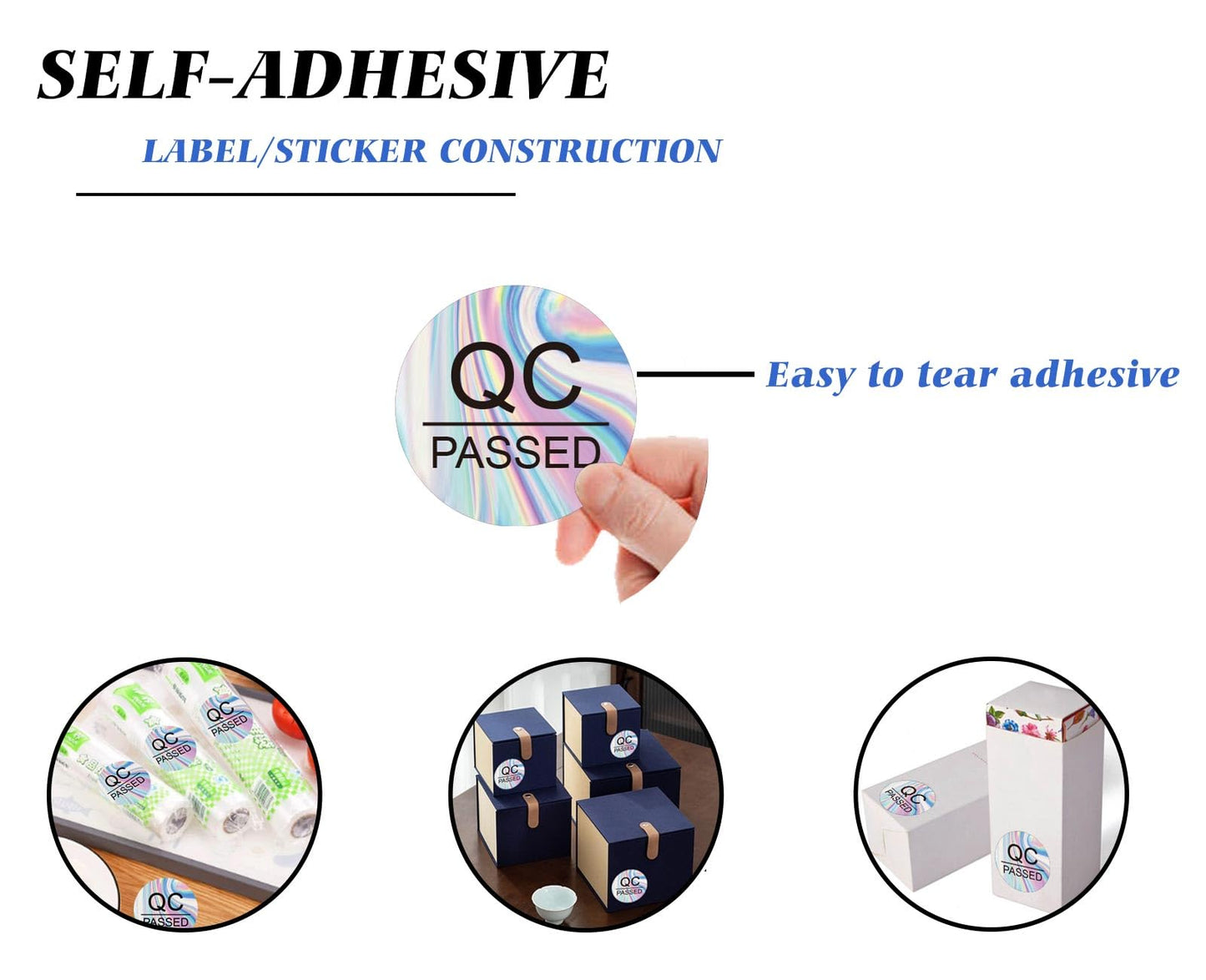 QC Passed Stickers 1" 500 Pcs Hologram QC Pass Stickers for Warehouse Inventory Quality Control Check Tested Pass Approval Holo 1 inch