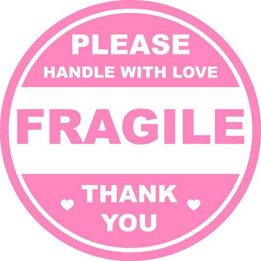 2 inch 300 PCS Pink Round Fragile Labels Circle Fragile Stickers for Shipping Mailing Envelops Cartons Pallets Adhesive Labels-Poskornwel