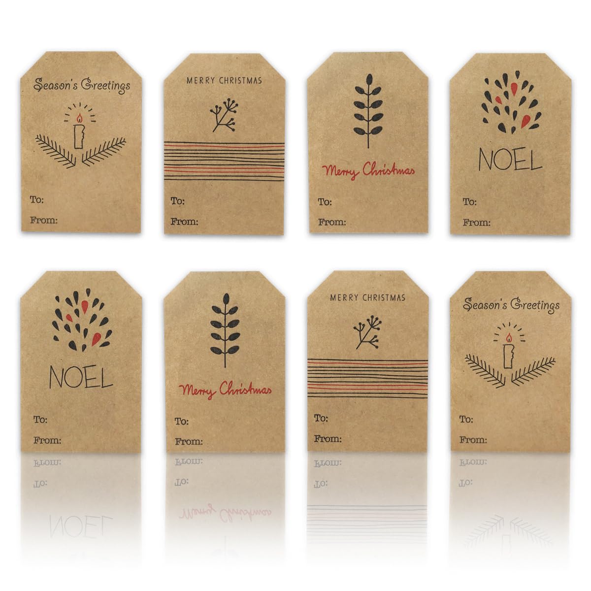 Boho Simple Christmas Gift Tags Holiday Present Stickers, 2 x 3, 25 Total Adhesive Labels