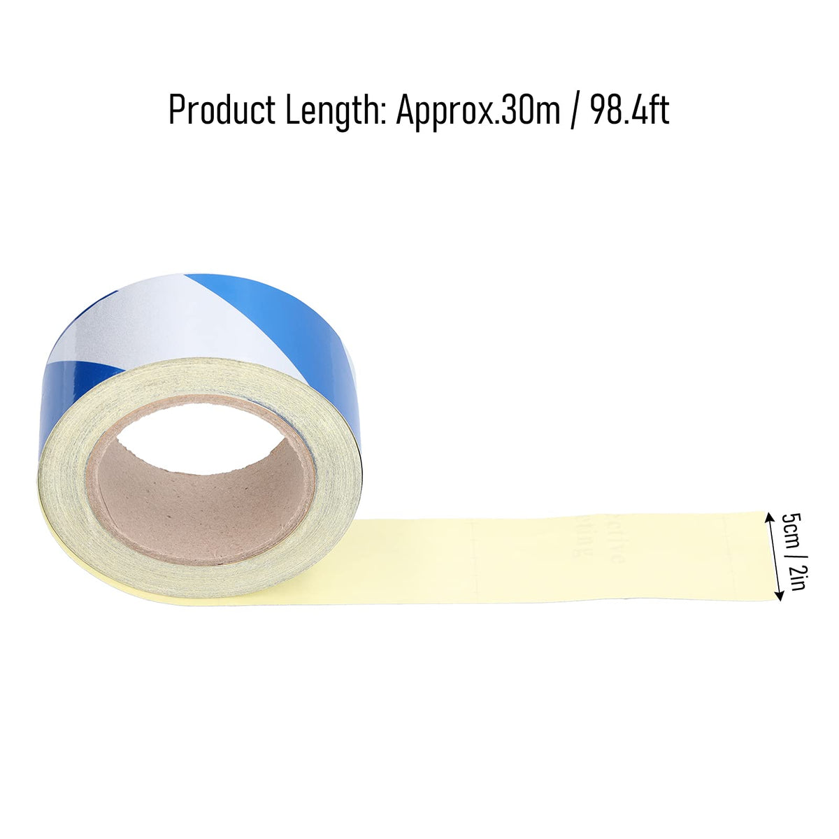 Safety Warning Stripe Tape, 2In x 98Ft High Visibility Barricade Adhesive Tape Blue & White Strong Grip Abrasive for Floor Walls Pipes 1Pc
