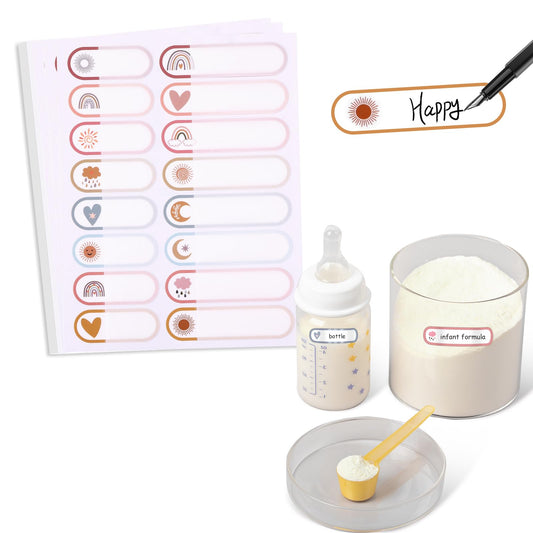Ouligay 160Pcs Baby Bottle Labels for Daycare Name Tags Stickers Waterproof Name Labels for Daycare Self Laminating Write-on School Name Labels for Kids Waterproof Name Stickers