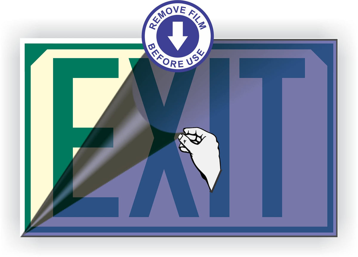 Photoluminescent Exit Signs | OSHA | Pack of 2 | UV Inks on Aluminum | HEAT Resistant | COLD Tolerant | WEATHER Proof. NightBright USA Part: OCG-050 II