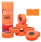 Perco 1 Line White & Fluorescent Red Labels - 16,000 Blank Price & Date Gun Labels Bundle