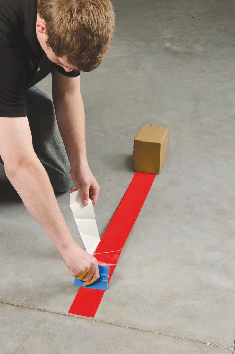 Brady ToughStripe Floor Marking Tape - Red, Non-Abrasive Floor Tape - 2" Width, 100' Length for Concrete, Harsh Conditions, Forklift, High Traffic Floors (104313) 100 Feet 2 inches 1
