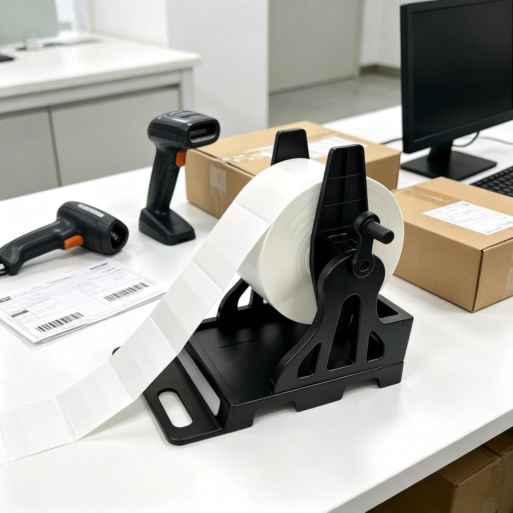 LENVII 2-in-1 Label Roll Holder with Rewinder,for Rolls and Fanfold Labels Label Holder Rewinder
