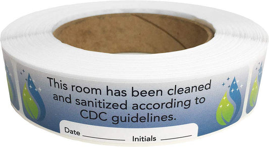This Room Has Been Cleaned and Sanitized Labels Removable Adhesive 1 x 4 Inch 500 Total Labels