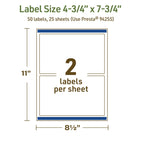 Avery Dissolvable Rectangle Labels, Sure Feed Technology, 4.75" x 7.75", Matte White, Print-to-The-Edge, Laser/Inkjet Printable, 50 Labels Total