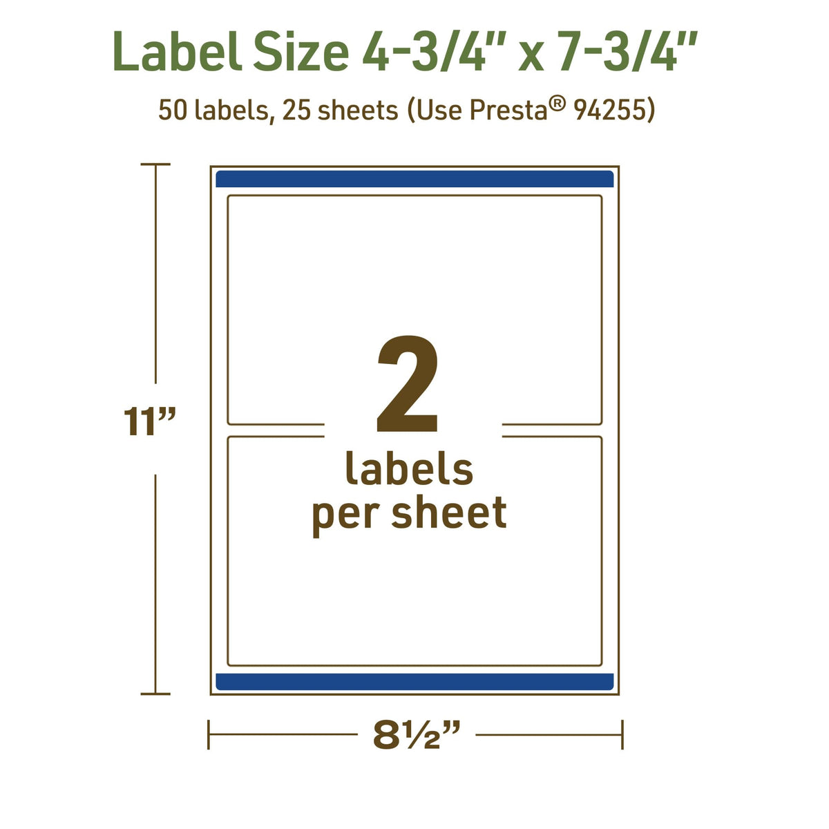 Avery Dissolvable Rectangle Labels, Sure Feed Technology, 4.75" x 7.75", Matte White, Print-to-The-Edge, Laser/Inkjet Printable, 50 Labels Total