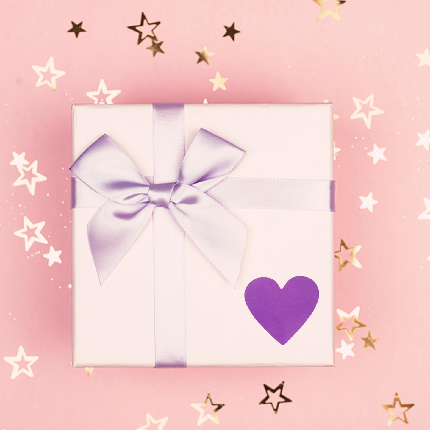 Hybsk 1000pcs Purple Heart Stickers 30mm Love Labels for Crafting Scrapbooking (Purple)