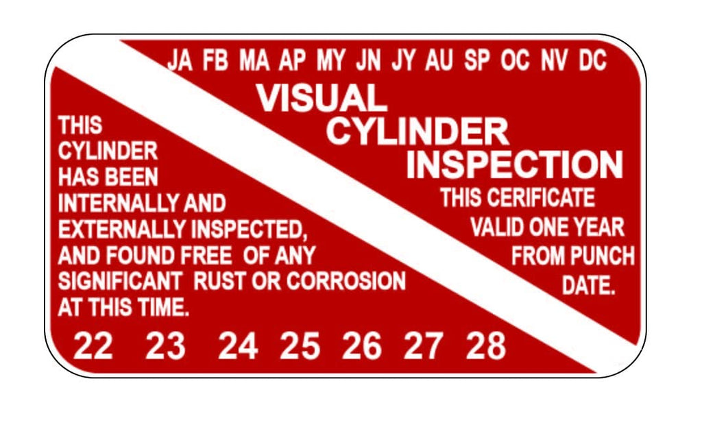 Scuba Visual Cylinder Inspection Sticker Decal Tag Years 2022-2028 (20 Pack)