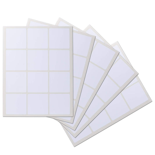 Waterproof Essential Oil Labels, 60 Squares, 2.5 x 2.5 Inches, Oil Proof, Highly Durable Blank Stickers