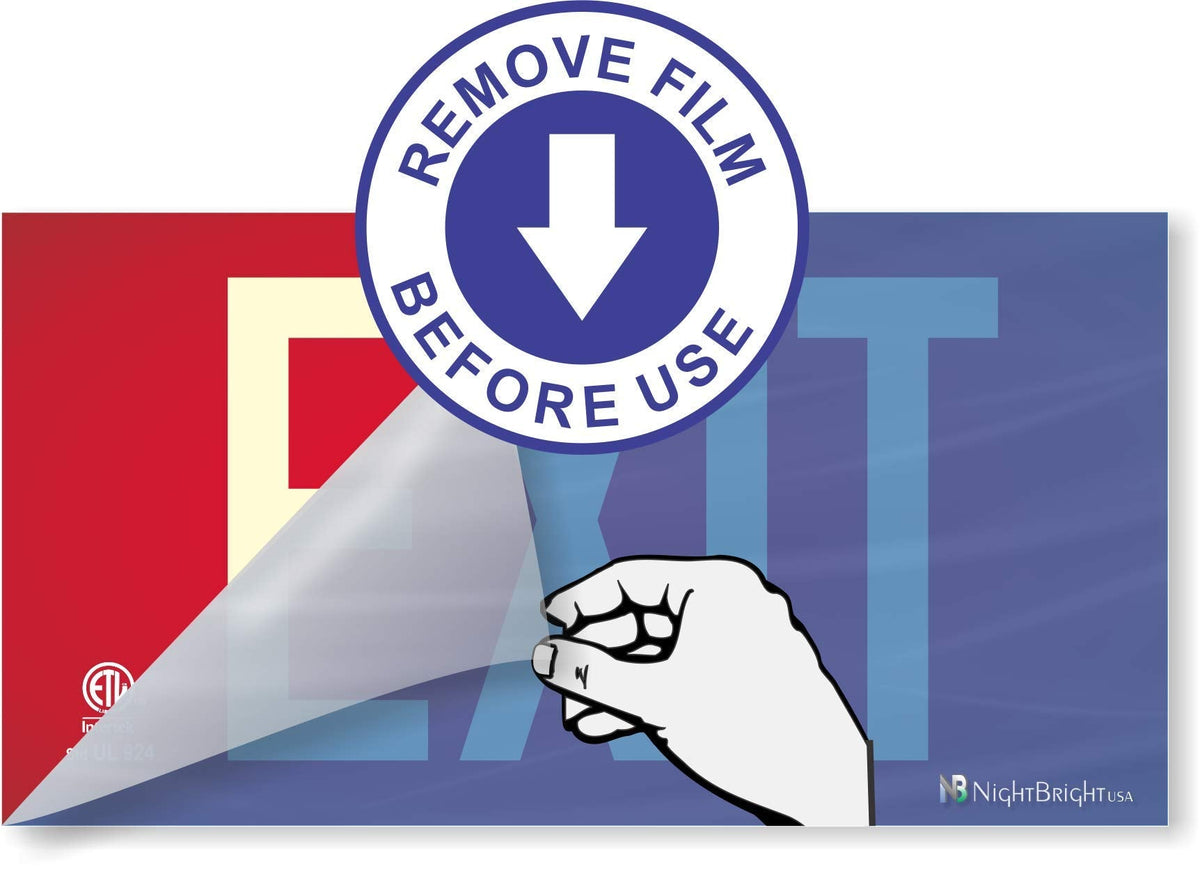 Photoluminescent Exit Sign Red - Framed Flat Wall Mount. UL 924 Code Approved/IBC/NFPA 101/Item: FRUL-050-R