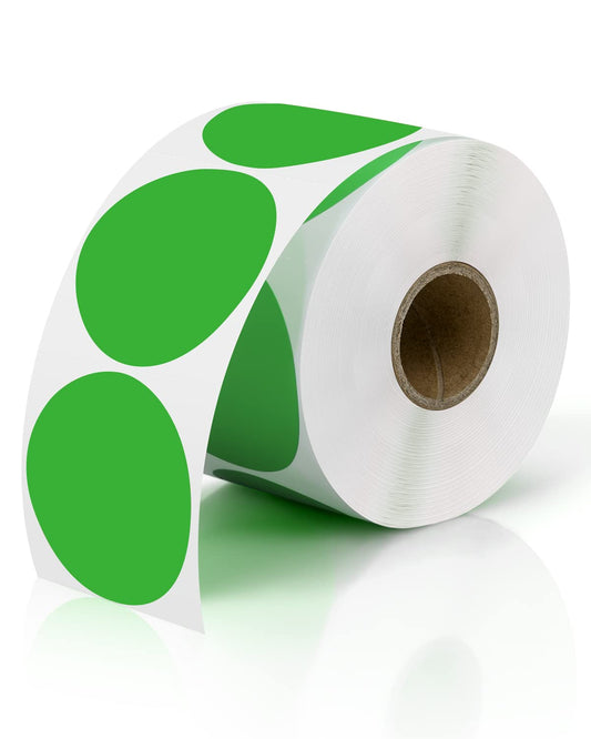 JADENS 2 Inch Round Direct Thermal Sticker Label, Self-Adhesive & Waterproof Label for DIY Logo, QR Code, Name Tag, Thank You Sticker for Small Businesses, BPA & BPS Free, 750 Labels/Roll, Green