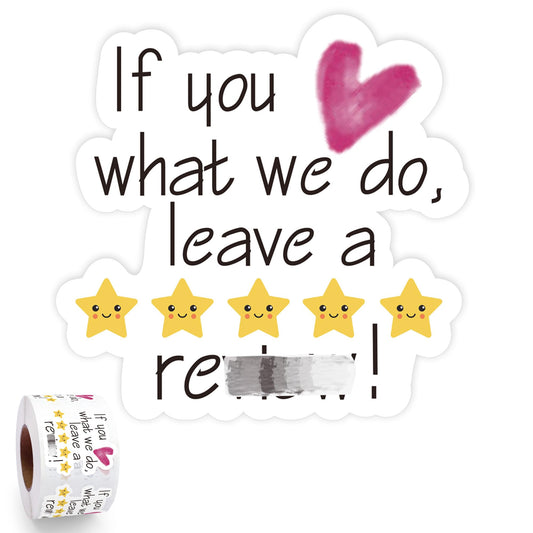 500pcs Leave a Review Roll,Thank You Business & Handmade Stickers,Happy Mail & Review Stickers