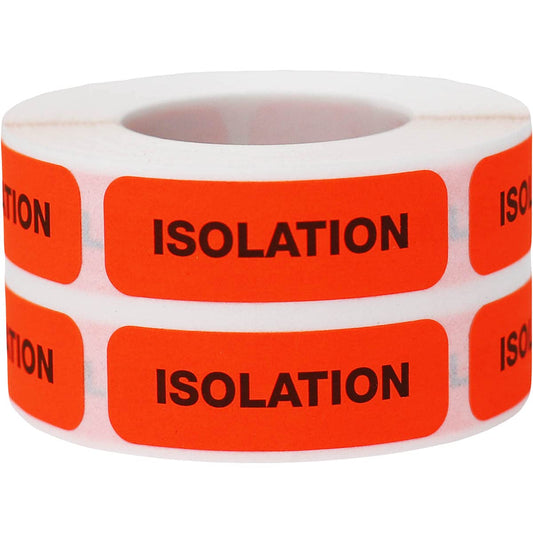 Isolation Medical Healthcare Labels, 0.5 x 1.5 Inch Rectangle, 500 Total Labels