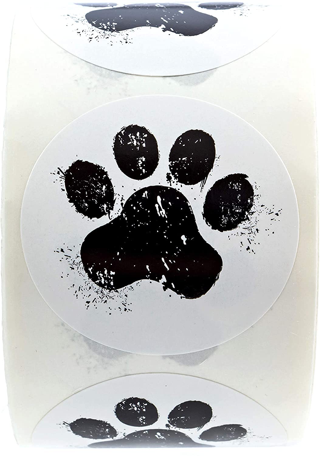 Dirty Paw Print Stickers / 500 Dog Paw Print Labels Roll / 1.5" Pet Puppy Foot Imprint Envelope Seals/Made in The USA