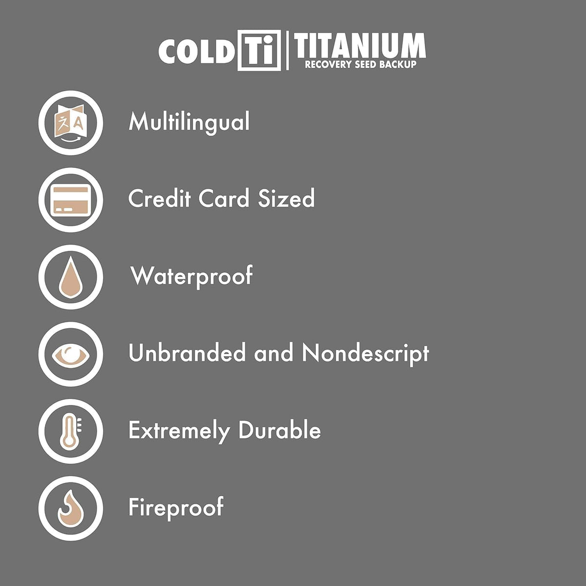 ColdTi titanium Bitcoin seed plates with punch set and seals for secure crypto seed phrase storage, featuring alphabetic punch tools.