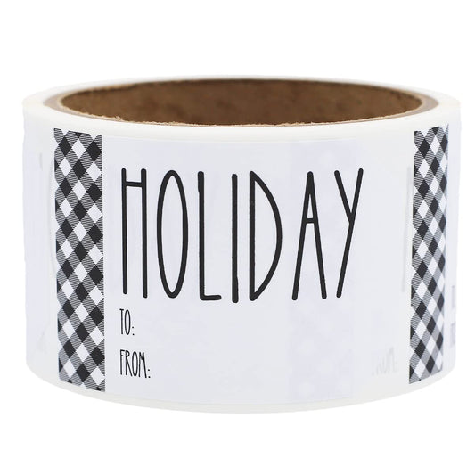White Farmhouse Style Christmas Holiday Gift Tag Stickers 2 x 3 Inch 25 Total Labels