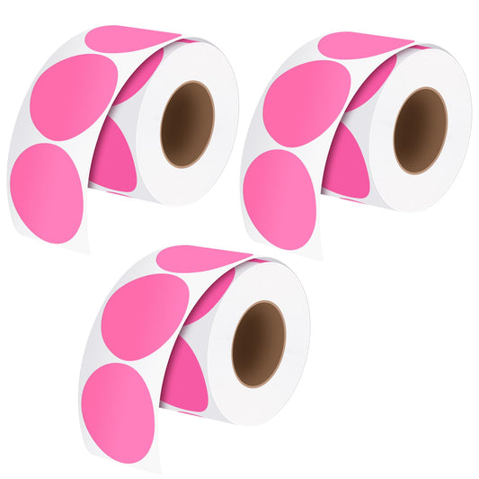 1.5" Direct Thermal Labels, 1.5 "Round Thermal Stickers for Thermal Label Printer, BPA&BPS Free Pink Circle Direct Thermal Perforated Stickers Labels(3 Rolls with 500 Labels per roll)