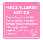 1.5x1.5'' 300PCS Pink Food Allergy Warning Labels Allergies Restaurant Food Safety Labels Self Adhesive Stickers