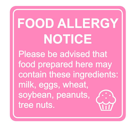1.5x1.5'' 300PCS Pink Food Allergy Warning Labels Allergies Restaurant Food Safety Labels Self Adhesive Stickers