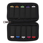 Vellgo USB flash drive case with soft material, 10-slot organizer for thumb drives and electronic accessories in a portable bag.