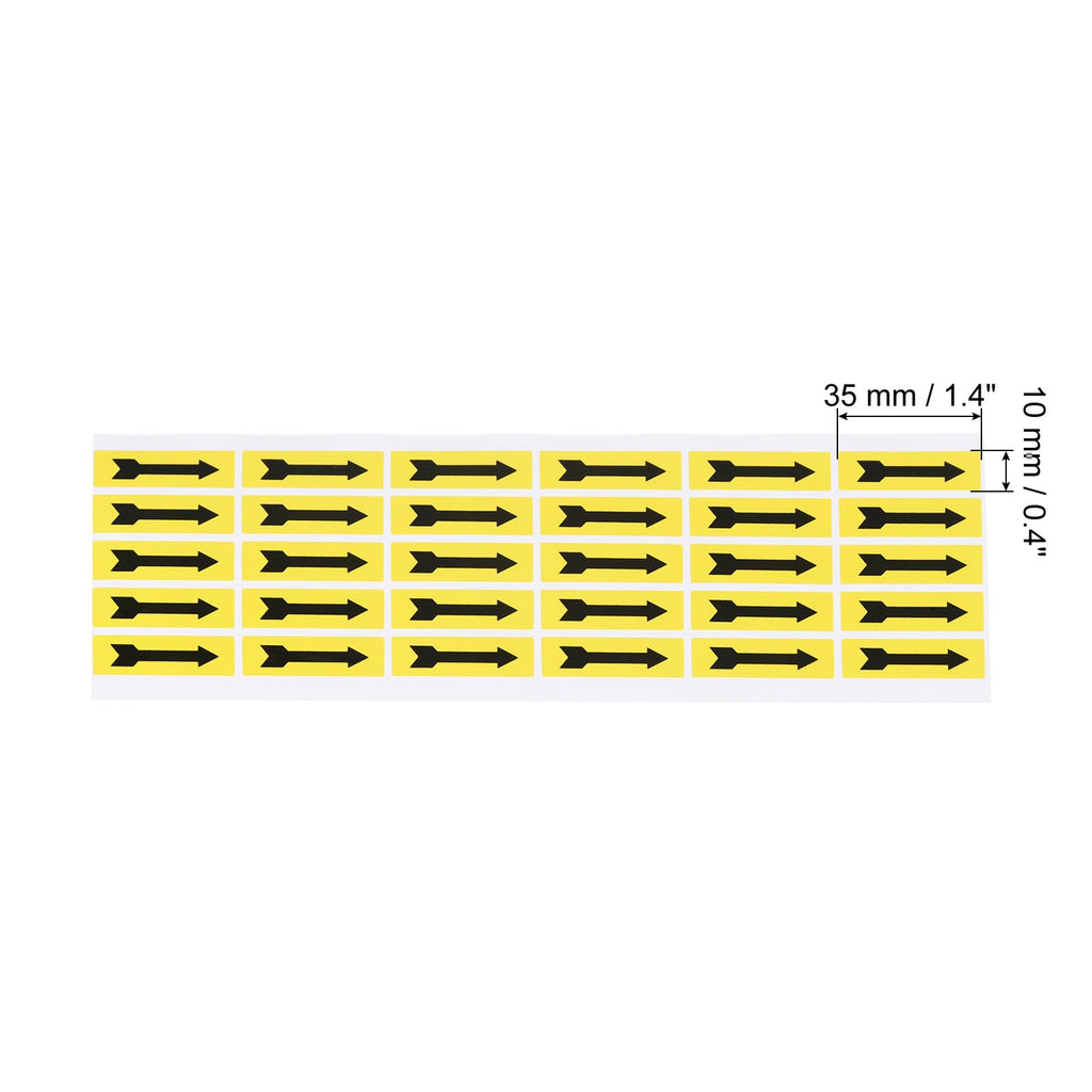 Generic Small Arrow Stickers 1.4x0.4, 10 Sheet Self Adhesive Inspection Indicator Label for Industrial Work, Black Yellow
