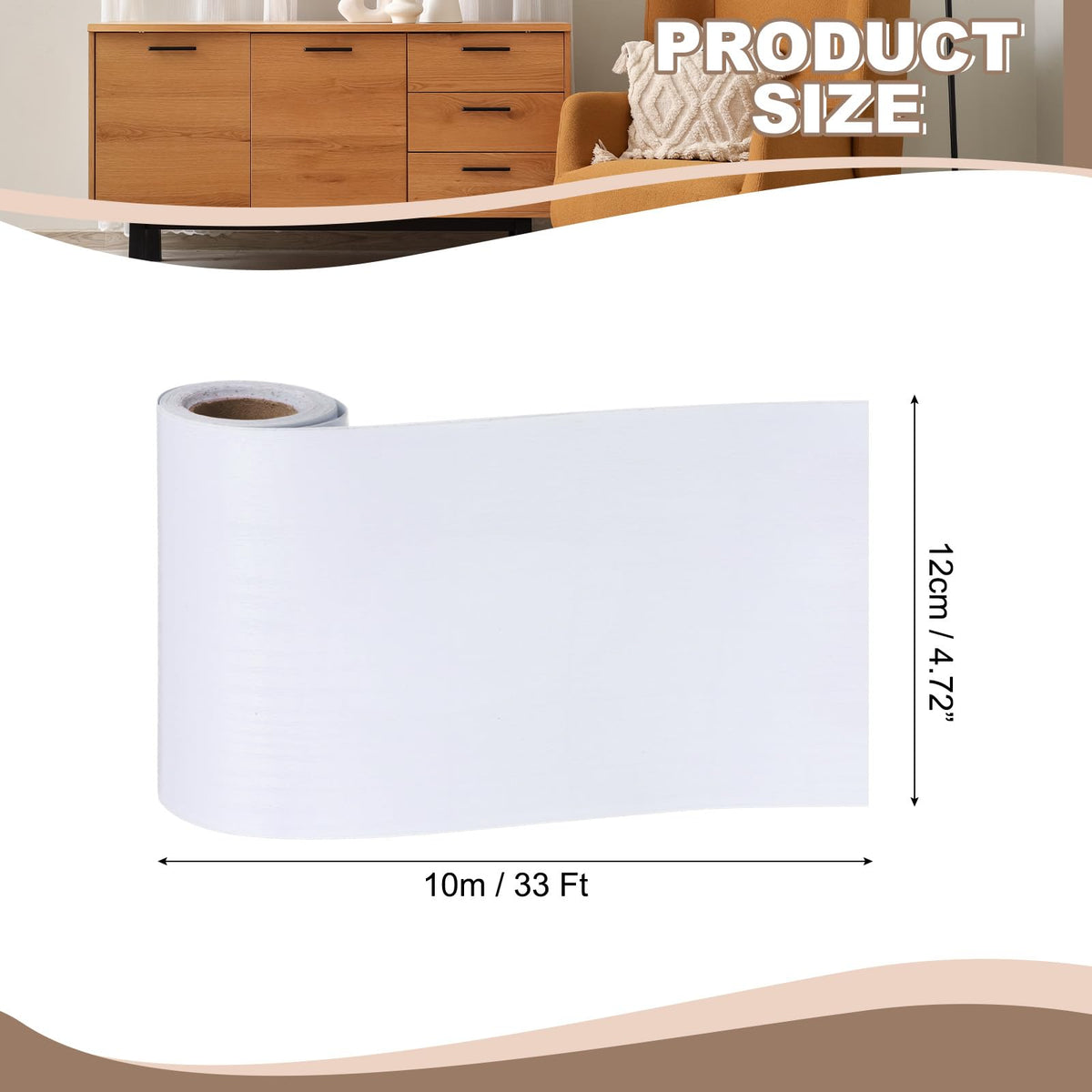 uxcell Wood Grain Tape, 4.72" x 33Ft Self-Adhesive Wooden Grain Repair Tape Simulated Repair Patch for Wall Corner Table Door Baseboards Floor Sofa Furniture (White Wood Grain) White Wood Grain 4.72"x33Ft