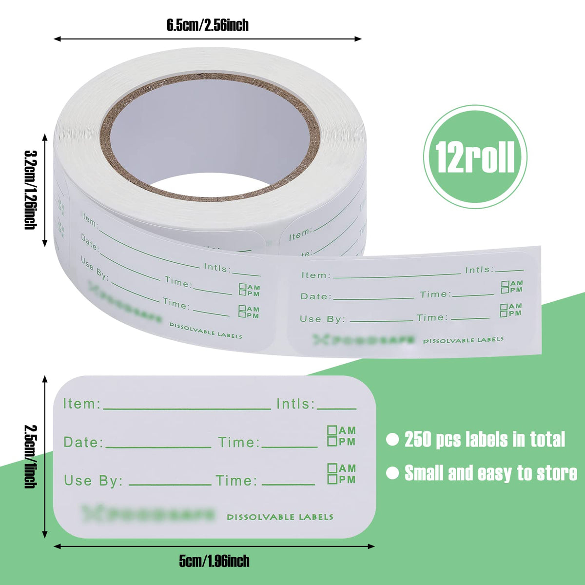 Outus 3000 Pieces Removable Food Labels for Containers 1 x 2 Inch Date Stickers Waterproof Food Storage Freezer Tape Roll Easy Write Clean Oil Resistant for Restaurant Kitchen Home Meal Prep
